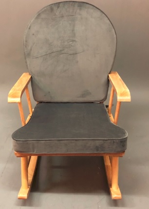 Rocking Chair- Natural-velvet-Dark Gray